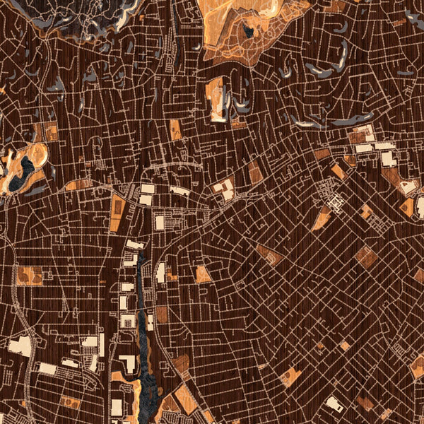 Malden - Massachusetts Map Print in Ember