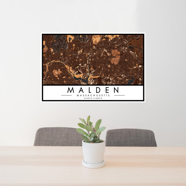 Malden - Massachusetts Map Print in Ember