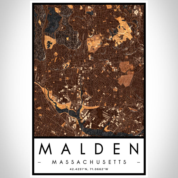 Malden - Massachusetts Map Print in Ember