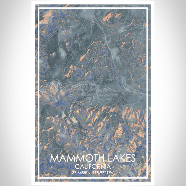 Mammoth Lakes California Map Print Portrait Orientation in Afternoon Style With Shaded Background