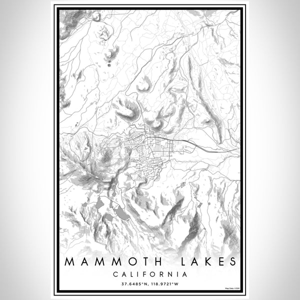 Mammoth Lakes California Map Print Portrait Orientation in Classic Style With Shaded Background