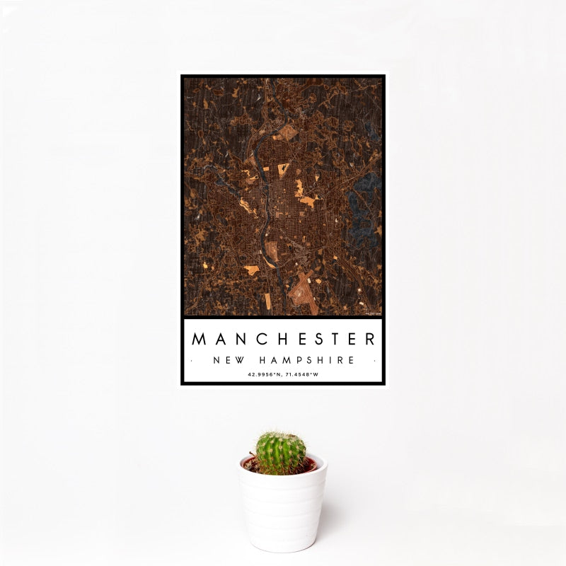 Manchester - New Hampshire Map Print in Ember