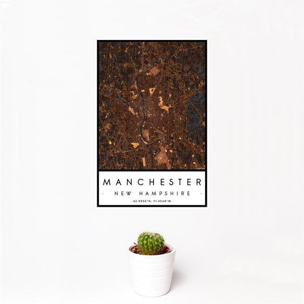 Manchester - New Hampshire Map Print in Ember