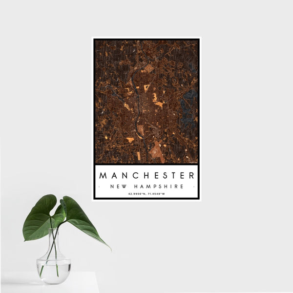 Manchester - New Hampshire Map Print in Ember
