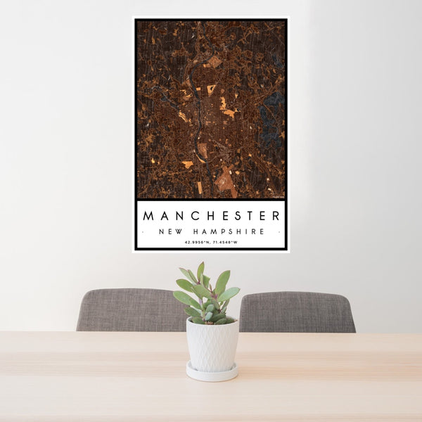 Manchester - New Hampshire Map Print in Ember