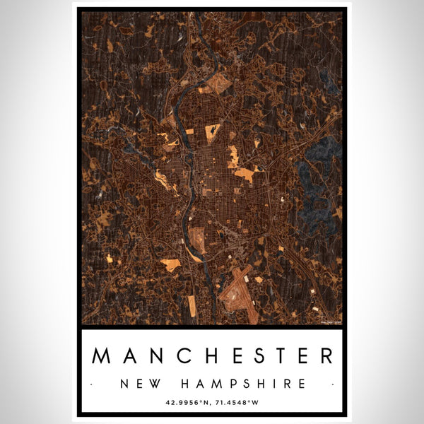 Manchester - New Hampshire Map Print in Ember