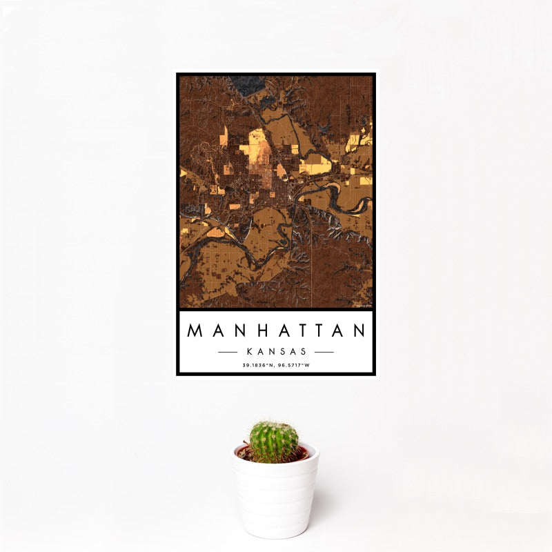 Manhattan - Kansas Map Print in Ember