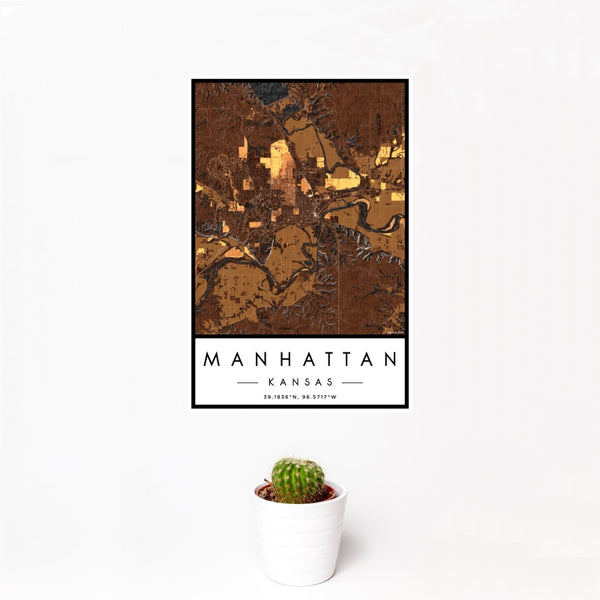Manhattan - Kansas Map Print in Ember