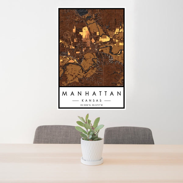 Manhattan - Kansas Map Print in Ember