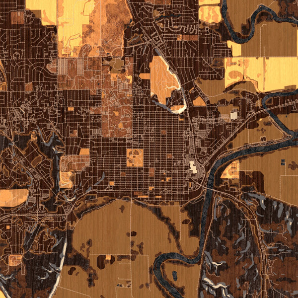 Manhattan - Kansas Map Print in Ember