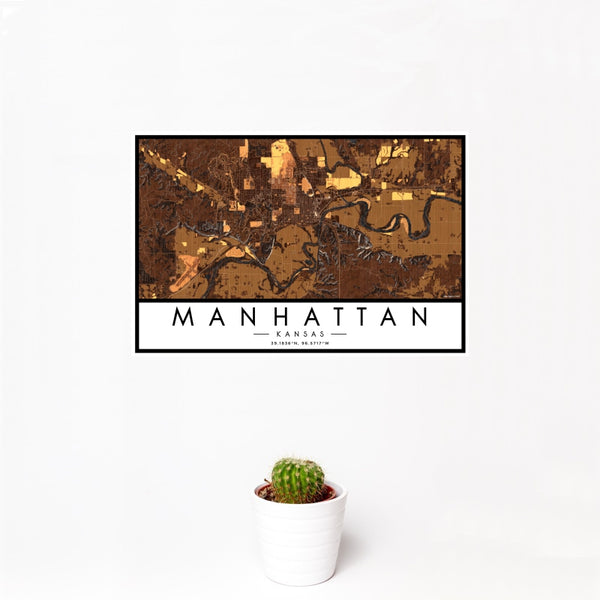 Manhattan - Kansas Map Print in Ember