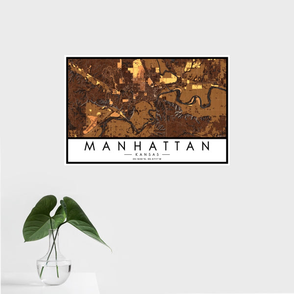 Manhattan - Kansas Map Print in Ember