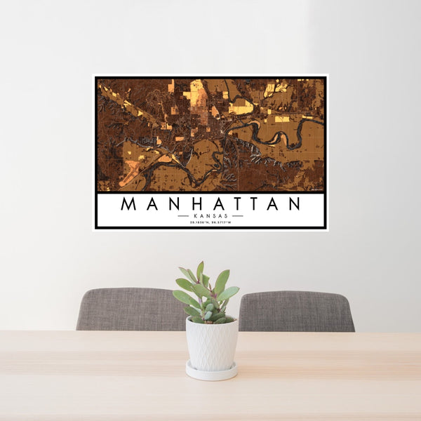 Manhattan - Kansas Map Print in Ember