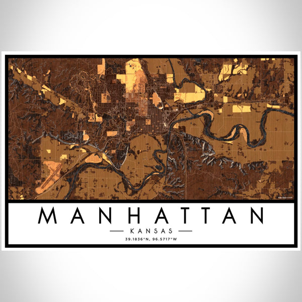 Manhattan - Kansas Map Print in Ember