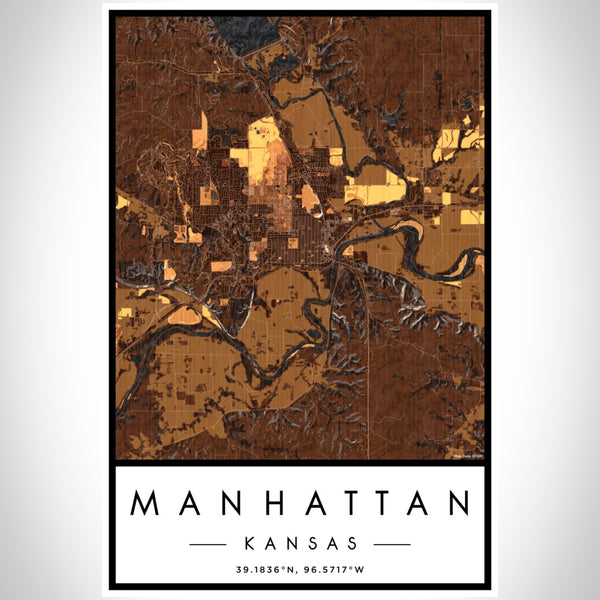 Manhattan - Kansas Map Print in Ember