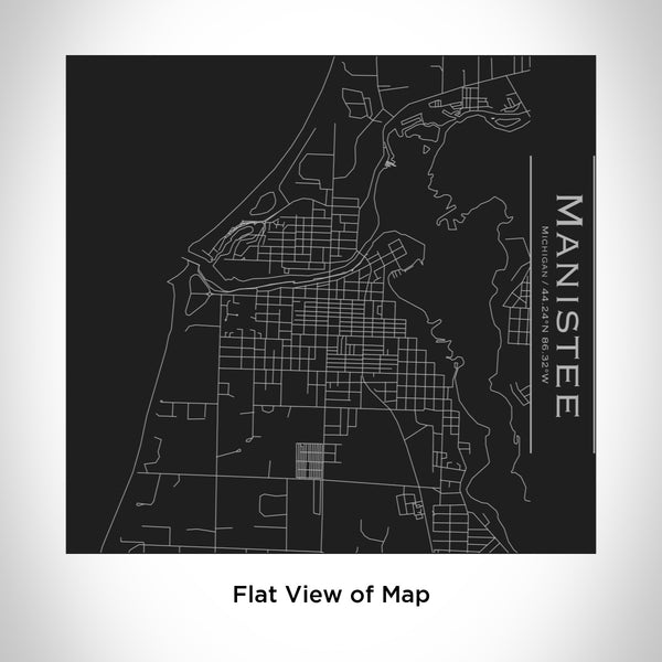 Rendered View of Manistee Michigan Map Engraving on 17oz Stainless Steel Insulated Tumbler in Black
