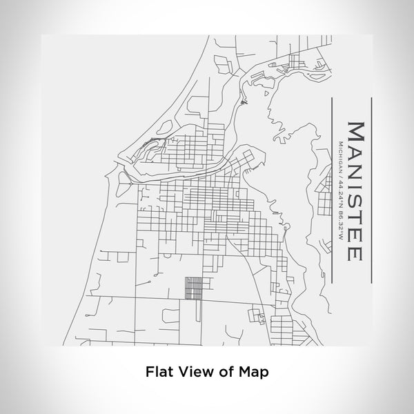 Rendered View of Manistee Michigan Map Engraving on 17oz Stainless Steel Insulated Tumbler in White
