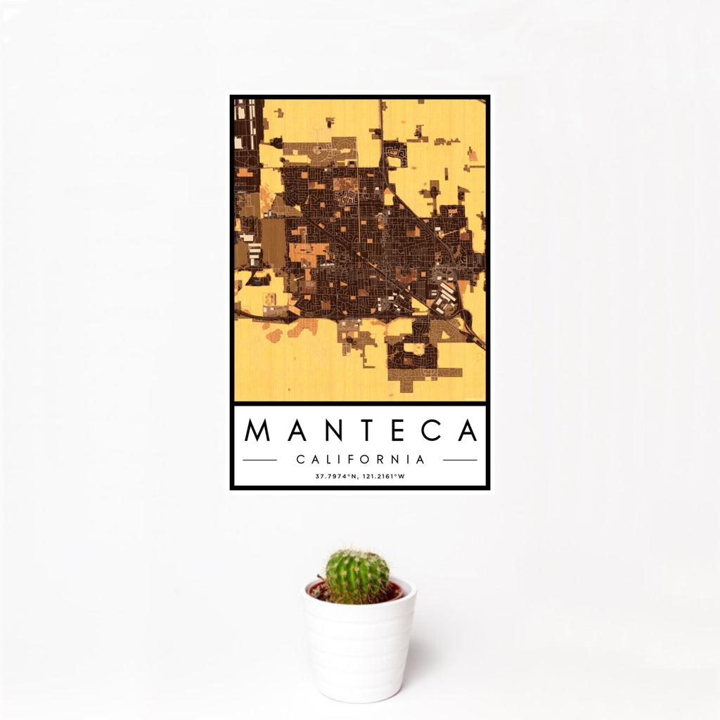 Manteca - California Map Print in Ember