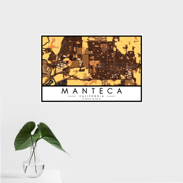 Manteca - California Map Print in Ember