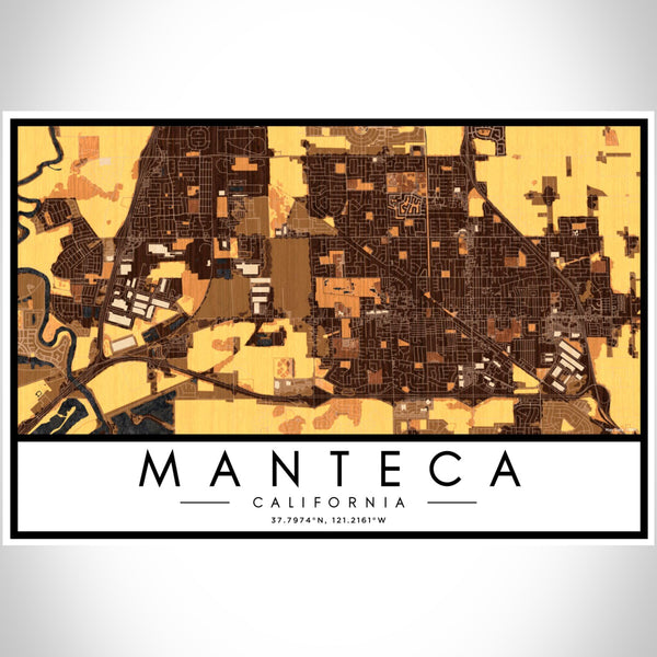 Manteca - California Map Print in Ember