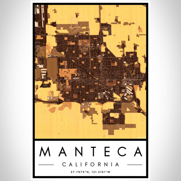 Manteca - California Map Print in Ember