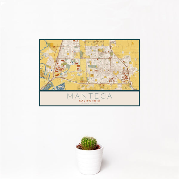 Manteca - California Map Print in Woodblock