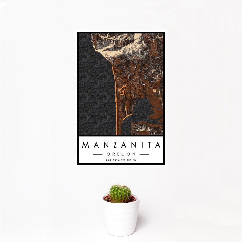 Manzanita - Oregon Map Print in Ember
