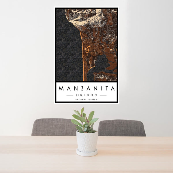 Manzanita - Oregon Map Print in Ember