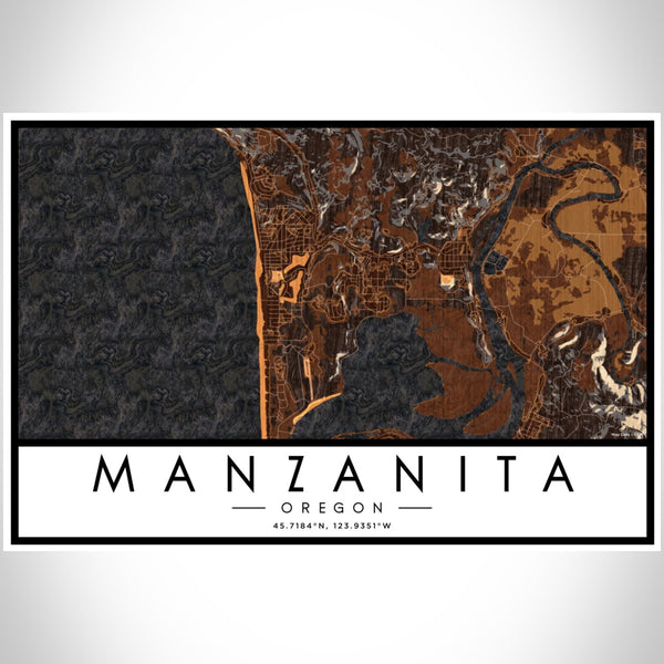 Manzanita - Oregon Map Print in Ember