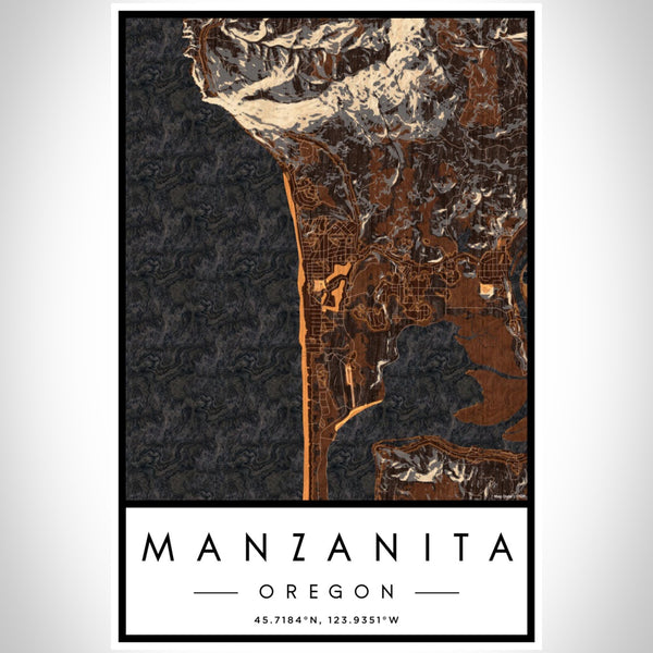 Manzanita - Oregon Map Print in Ember