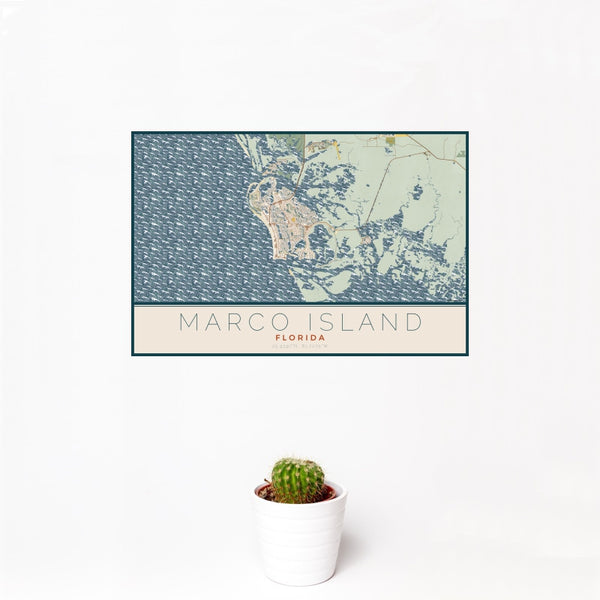 Marco Island - Florida Map Print in Woodblock