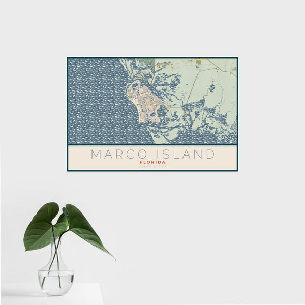 Marco Island - Florida Map Print in Woodblock