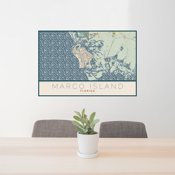 Marco Island - Florida Map Print in Woodblock