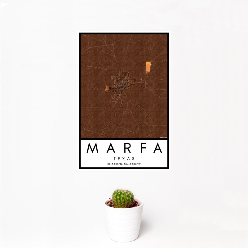 Marfa - Texas Map Print in Ember