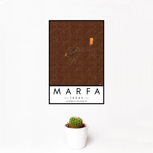 Marfa - Texas Map Print in Ember