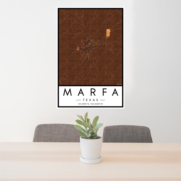 Marfa - Texas Map Print in Ember