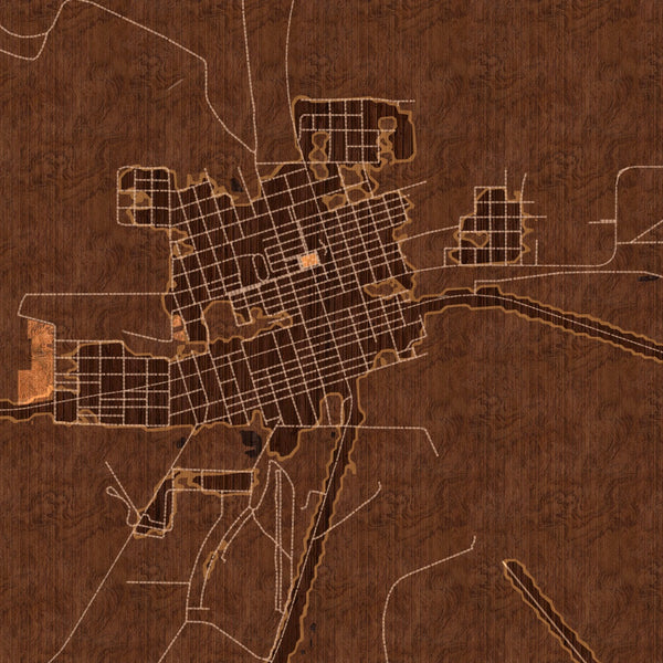 Marfa - Texas Map Print in Ember