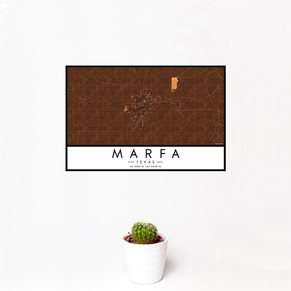 Marfa - Texas Map Print in Ember