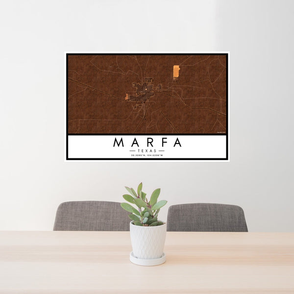 Marfa - Texas Map Print in Ember