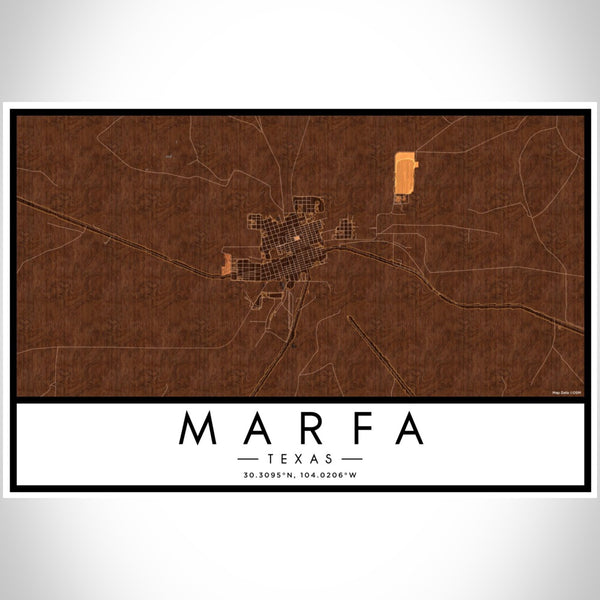 Marfa - Texas Map Print in Ember