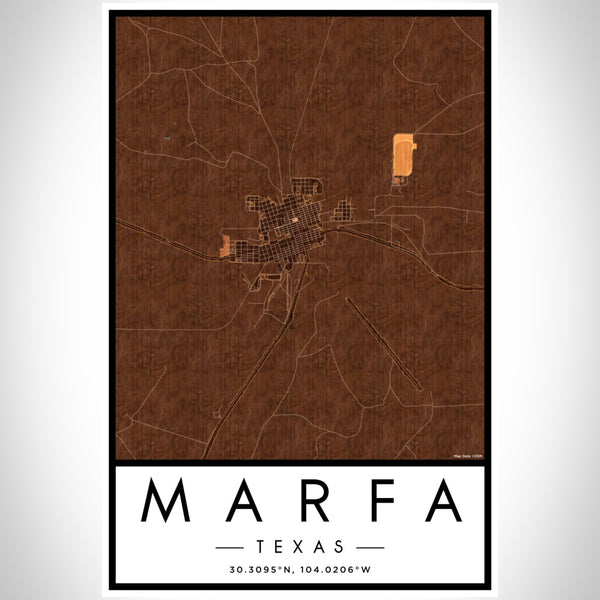 Marfa - Texas Map Print in Ember