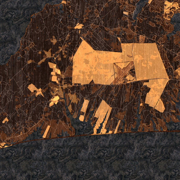 Martha's Vineyard Massachusetts Map Print in Ember Style Zoomed In Close Up Showing Details