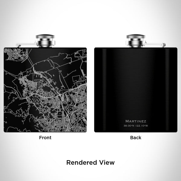 Martinez - California Map Hip Flask in Matte Black
