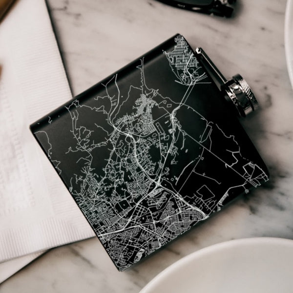 Martinez - California Map Hip Flask in Matte Black