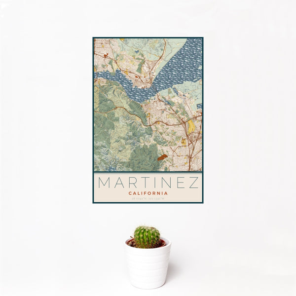 Martinez - California Map Print in Woodblock