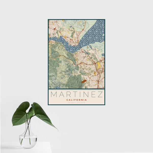 Martinez - California Map Print in Woodblock