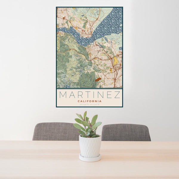 Martinez - California Map Print in Woodblock