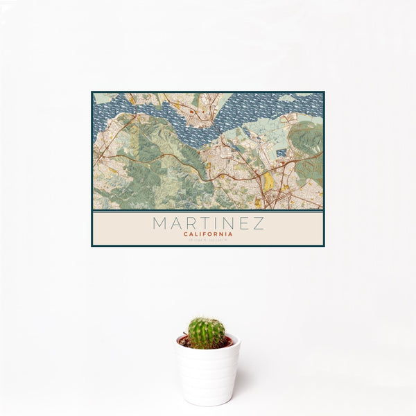 Martinez - California Map Print in Woodblock