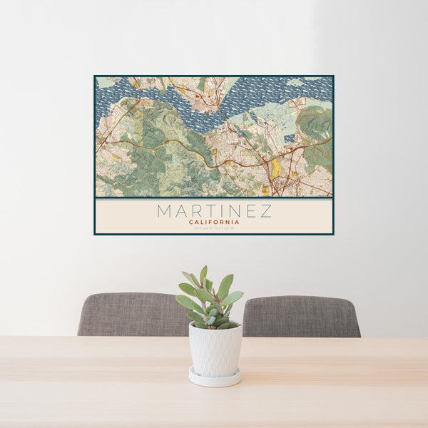 Martinez - California Map Print in Woodblock
