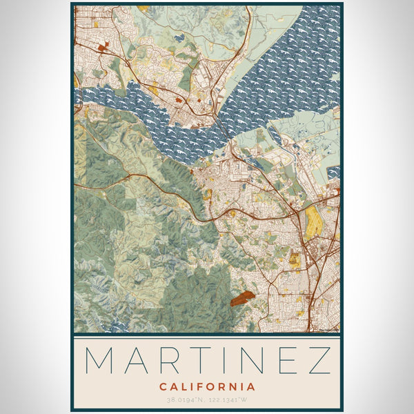Martinez - California Map Print in Woodblock